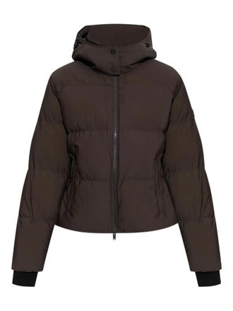 Moose Knuckles hooded puffer jacket - women - Nylon/Down/Elastane/Feather - M - Brown