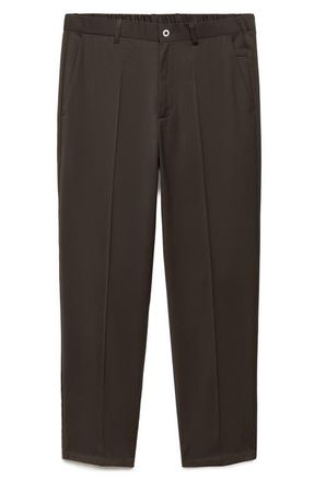 Mango Slim Fit CoolMax Straight Leg Pants in Brown at Nordstrom, Size 34