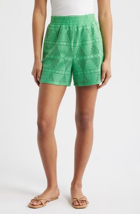 Ichi Open Stitch Knit Shorts in Greenbriar at Nordstrom, Size X-Small