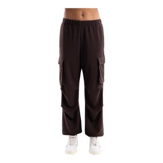 Hinnominate Pantalones Cargo de Felpa - Trousers - Mujer - Marr&oacute;n - S