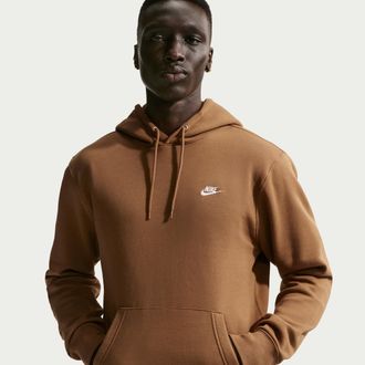 Nike Mens Club Pullover Fleece Hoodie in Brown | FN3859-270