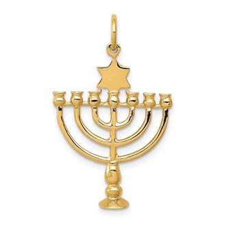 Diamond2Deal 14k Yellow Gold 3D Menorah Charm