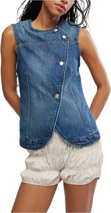 Free People Maris Sleeveless Denim Top in Wall Flower at Nordstrom, Size X-Large