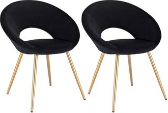 Woltu Woltu Sedia Sala Da Pranzo Cucina Salotto Ufficio Gambe Gold In Metallo Velluto 2x Nero