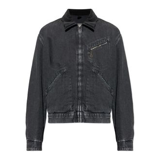 Maison Margiela Denim Jackets, male, Gray, Size: L Denim Jacket with Corduroy Collar