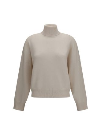 Brunello Cucinelli Off White Knitted Turtle Neck Sweater