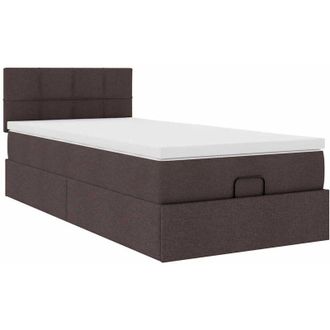 vidaXL Estructura Cama Otomana Colch&oacute;n Tela Marr&oacute;n Oscuro 90x190 Cm Vidaxl
