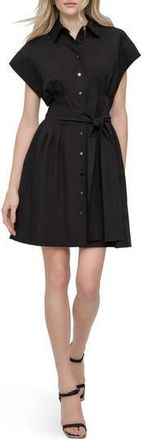 DKNY Tie Waist Shirtdress in Black at Nordstrom Rack, Size 10