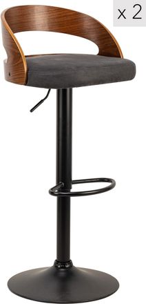Nordlys Set 2 taburetes altos en acero y tejido negro