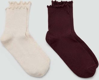 Mango Pack 2 calzini cotone bordeaux - Donna - Taglia unica - MANGO