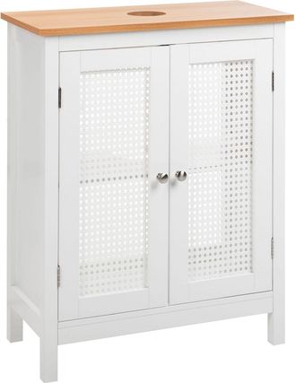 Beliani Beliani - Mobiletto Da Bagno Con Lavabo Con Ripiani Ante Traforate Mdf Bianco 60 X 75 Cm Alamos
