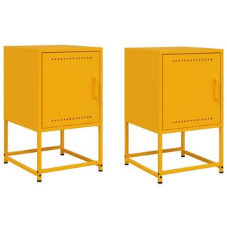 Berkfield Home Bedside Cabinets 2 pcs Mustard Yellow 36x39x60.5 cm Steel