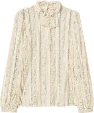 Twinset Ivory Lace Blouse With Lavallire Collar
