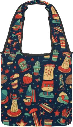 Generic Independence Day Patterns Reversible Canvas Shoulder Tote - Double-Sided Print, 12oz Cotton, 27cm Drop, Fold-Flat Bag for Travel, Shopping, Street Out