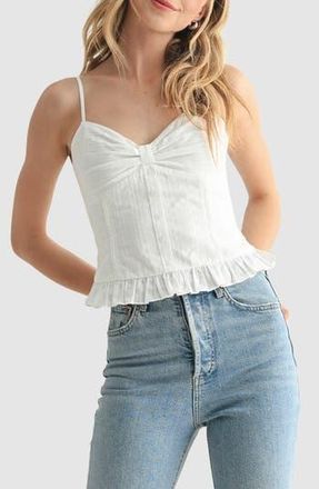 All in Favor Bow Detail Button Camisole in White at Nordstrom Rack, Size X-Large