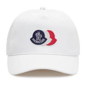 Moncler Caps, unisex, White, Size: L Tricolor Logo Cotton Baseball Cap