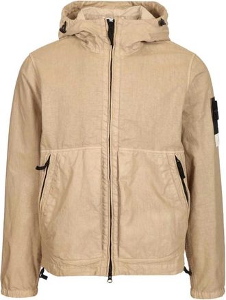Stone Island Hooded jacket - Heren - Zomerjassen - Beige - XL - Nylon - Jassen