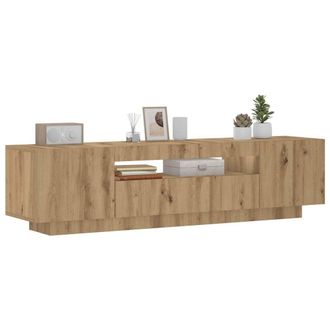 Berkfield Home TV Cabinet with LED Lights Artisan Oak 160x35x40 cm Engineered Wood in Brown | Size: 160 x 35 x 40 cm
