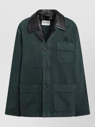 Miu Miu jacket contrast collar front pockets design