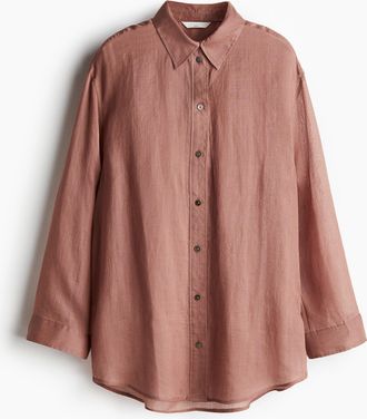 H&M Oversized Bluse aus Ramie - Beige