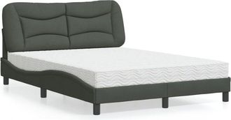 vidaXL Cama Con Colch&oacute;n Hvar Tela Gris Oscuro 140x190 Cm Vidaxl