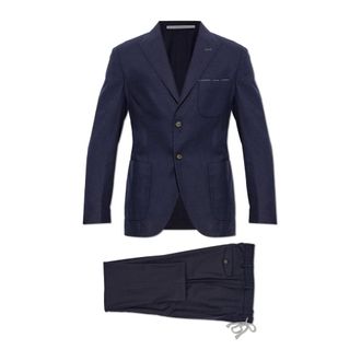 Eleventy Heren, Pakken, Blauw, Maat: XL Wol