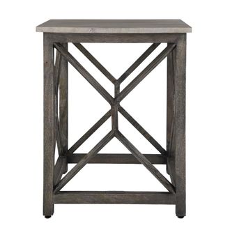 WOMO-DESIGN Mesa auxiliar gris madera 45x45x55cm