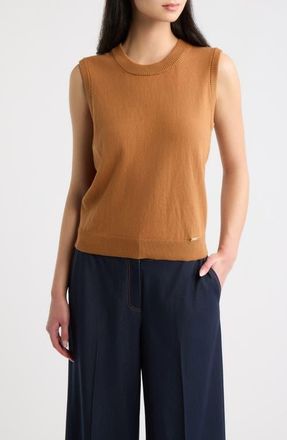 Tahari by ASL Cotton Blend Sweater Vest in Toffee at Nordstrom, Size X-Small