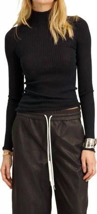 SPRWMN Cashmere Mock Neck Top In Navy