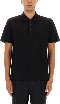 Fendi Ff Piquet Jacquard Polo Shirt-Uomo