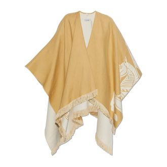 Burberry Capes, female, Beige, Size: ONE SIZE Knight Wool Silk Cashmere Cape
