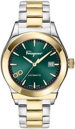 Ferragamo 1927 Automatic Two-Tone Bracelet Watch, 42mm in Green/Two Tone at Nordstrom Rack