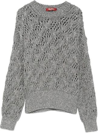 Max Mara Grey Open-knit Crewneck Jumper