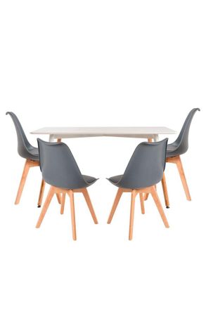 Regalos Miguel Regalos Miguel - Conjuntos De Mesa Y Sillas - Conjunto Mesa Tower Rectangular 120 X 80 Cm Blanca Y Pack 4 Sillas Synk Basic - Gris