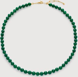Monica Vinader Gold Round Gemstone Necklace Green Onyx