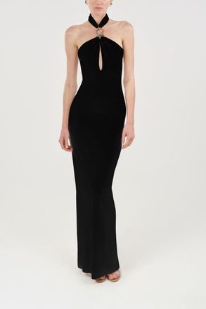 Nocturne Cut-Out Detail Embellished Maxi Dress in Black at Nordstrom, Size X-Large Eu