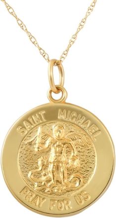 Pompeii3 14k Yellow Gold St. Michael Medal Pendant.5 Tall 1 Gram