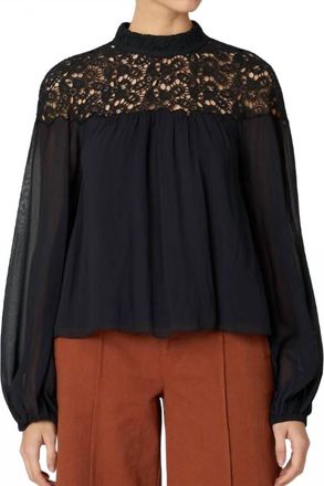 Cleobella Eloise Lace Long Sleeve Blouse In Black