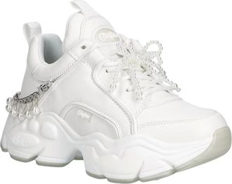 Buffalo Schoenen, Dames, Wit, 40 EU, Leer, Binary Chain Pearl Sneakers