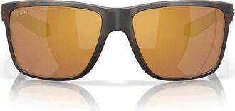 Costa Broadbill II 58mm Polarized Rectangular Sunglasses in Matte Tortoise/Gold at Nordstrom