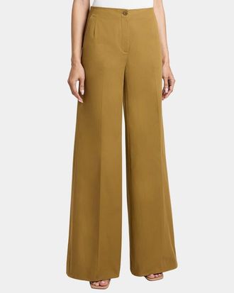 Santorelli LILY Wide Leg Pants with Slanted Side Pockets in Stretch Cotton in Coconut at Nordstrom, Size 4