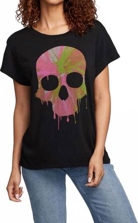 Chaser Spin Paint Skull Tee In Shadow Black