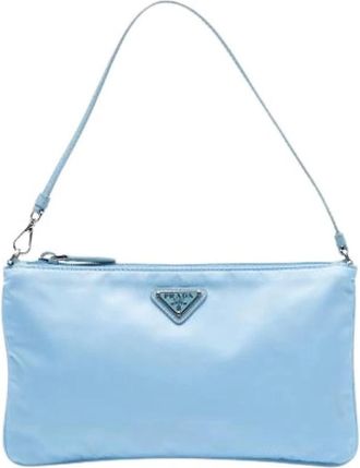 Prada Pre-owned Shoulder Bags, female, Blue, Size: ONE SIZE Pre-owned Nylon Shoulder Bag