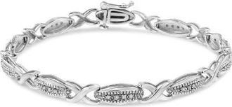 House of Brilliance Silver 1/5 Cttw Round-Cut Diamond X Link Bracelet in White at Nordstrom