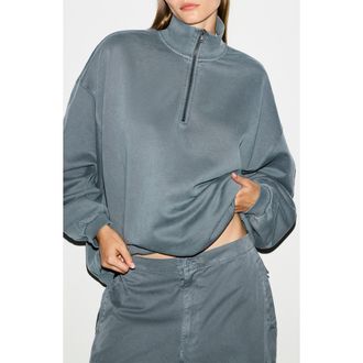 SKIMS Slouchy Half Zip Pullover in Zircon at Nordstrom, Size X-Large