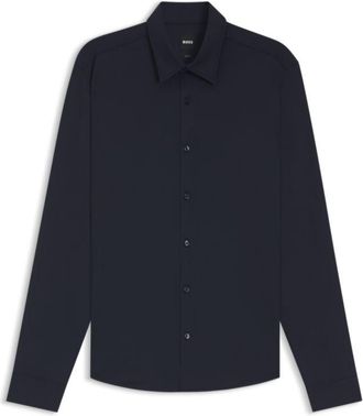 BOSS Performance-stretch slim-fit shirt in structured jersey