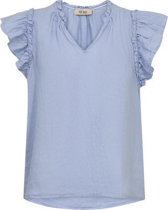 Mos Mosh Blouse - Dames - Blouses - Blauw - M - Denim - Overhemden