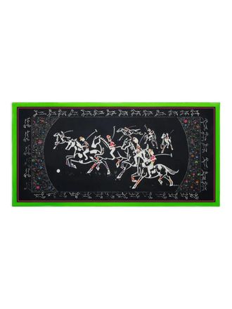 Shanghai Tang equestrian print silk scarf - women - Mulberry Silk - One Size - Black