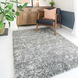 Kukoon Soft Shaggy Rugs Deep Pile Fluffy Grey Bedroom Carpet Mat in Silver | Size: 200 cm x 290 cm