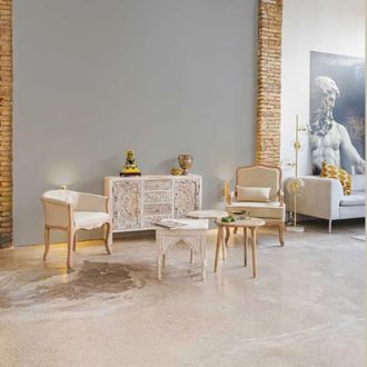 Wanderlust Deco Mesa de centro de madera artesanal 45 x 45 x 45h cm